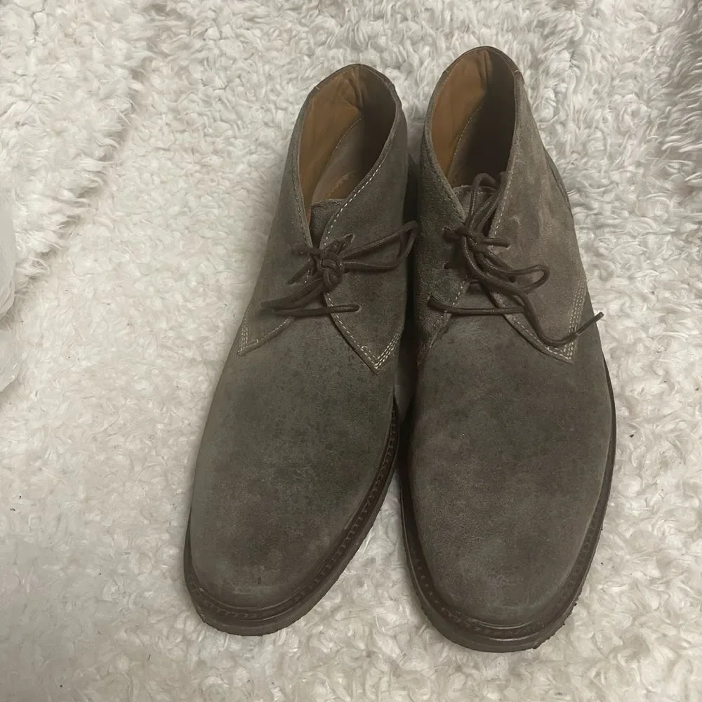 Johnston & Murphy lace up Boots leather Suede  Brown pebble leather trim SZ10.5M
